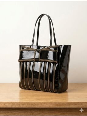 Z Spoke by Zac Posen Black Patent Leather Bow Tote Bag